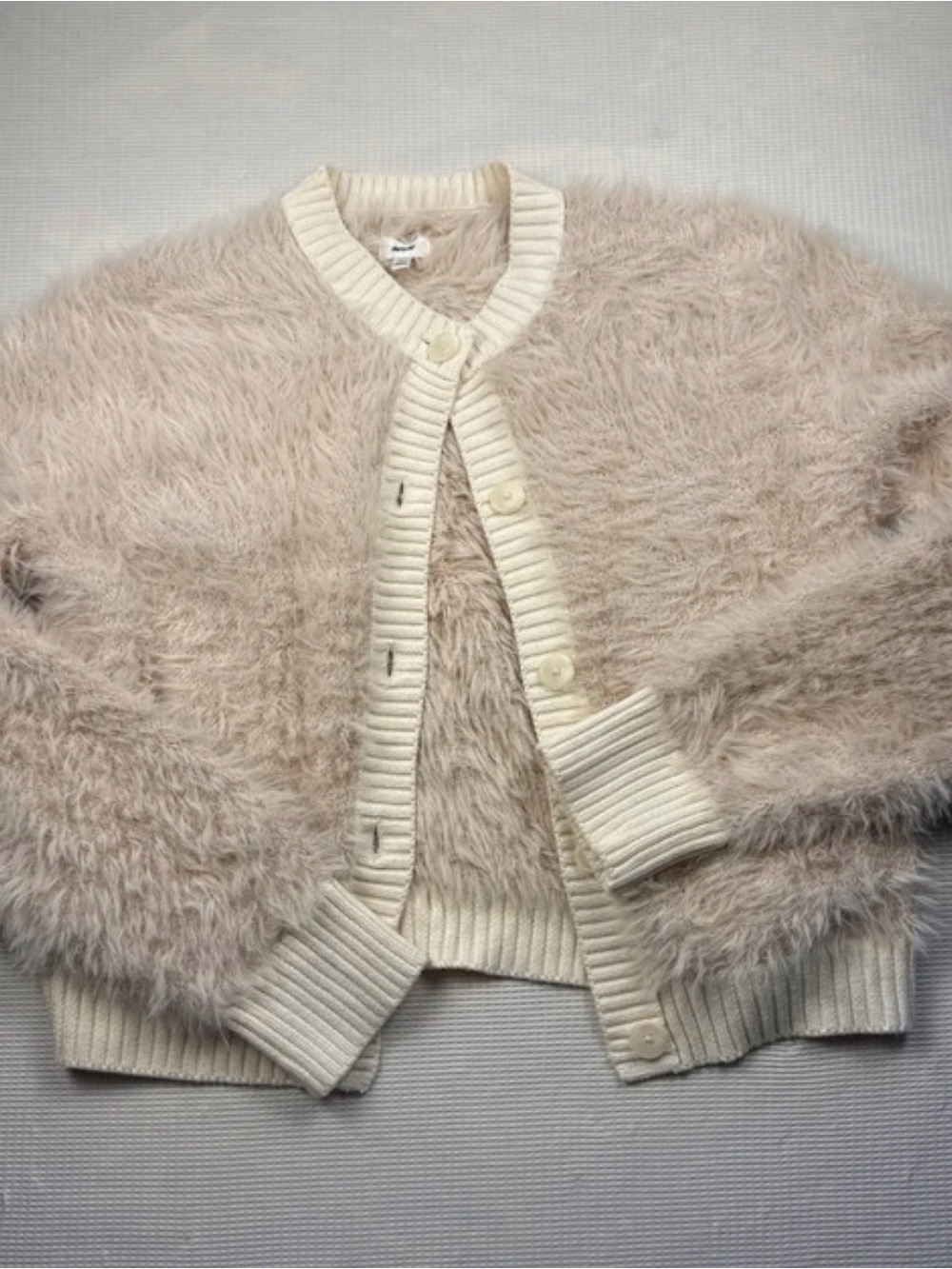 aerie Cream Fuzzy Plush Cardigan